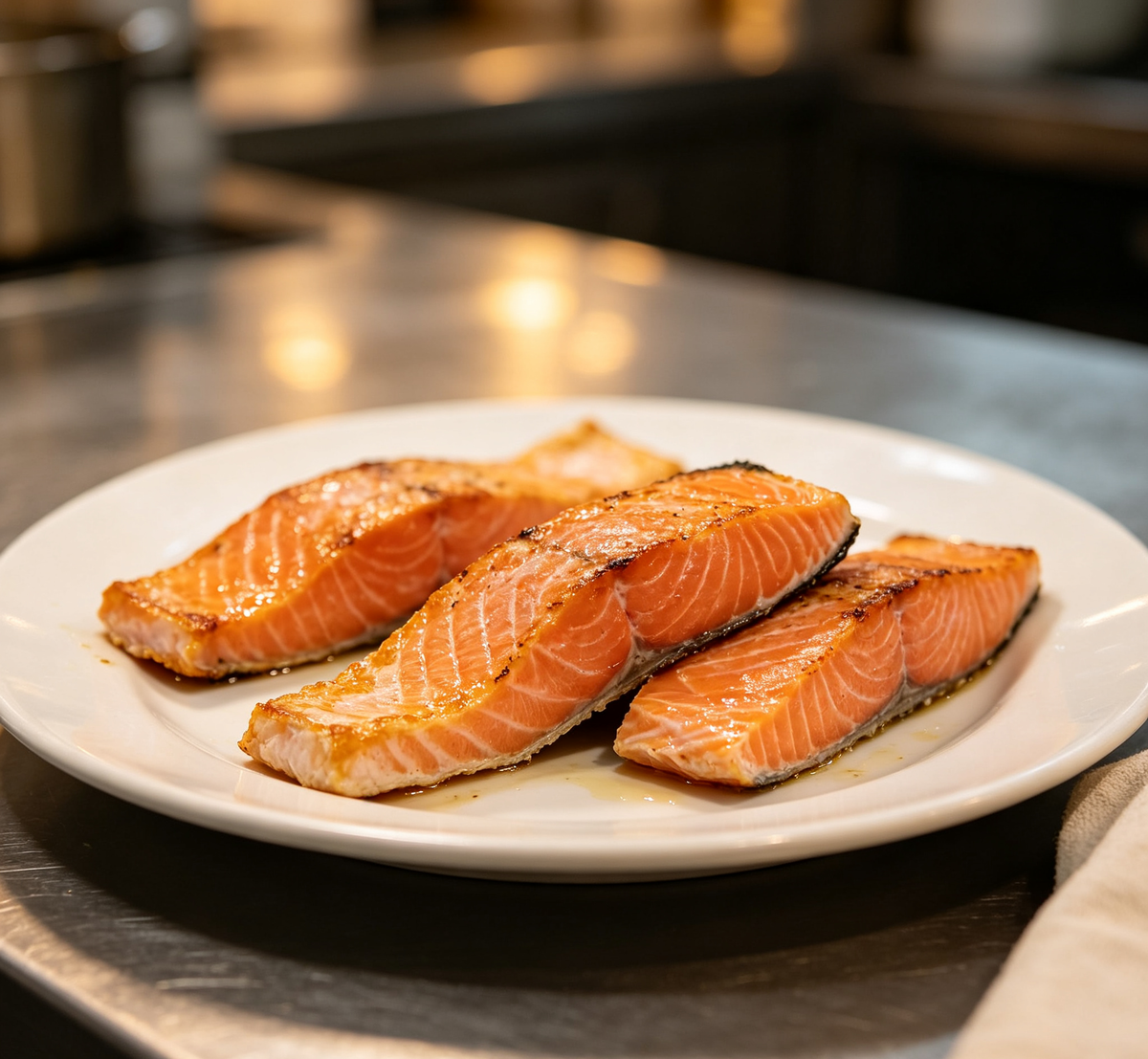 Hand-trimmed portions showing a firm, glossy cut face